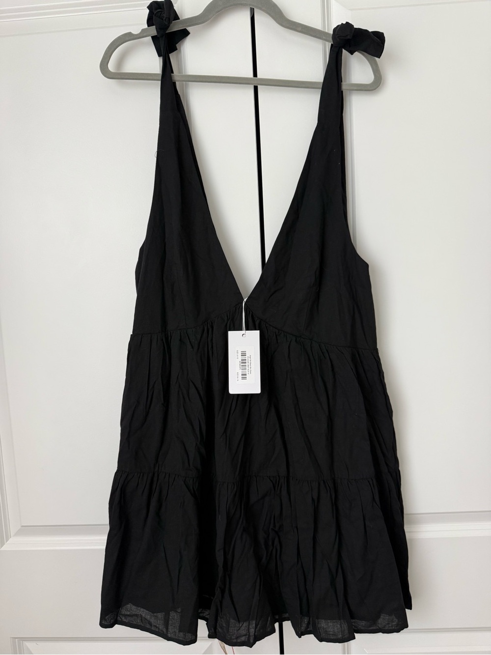 Beginning Boutique Black V-Neck Tiered Mini Dress